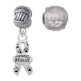 thumbnail image 1 of Silvertone Small Paw Print Ribbon ''Animal Rescue'' Come Let us Adore Him Charm Beads (Set of 2), 1 of 1