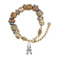 thumbnail image 1 of Silvertone Small Paw Print Ribbon ''Animal Rescue'' Two Tone Christian Bead Bracelet, 1 of 4