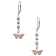 thumbnail image 1 of Silvertone Small Pink Butterfly Crystal Madison Leverback Earrings, 1 of 2