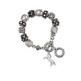 thumbnail image 1 of Silvertone Small Rearing Horse Black Pebble Bead Charm Bracelet, 1 of 8