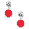 thumbnail image 1 of Silvertone Small Red Enamel Disc Clear Crystal Clip On Earrings, 1 of 3