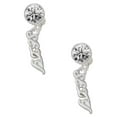 thumbnail image 1 of Silvertone Small Sexy Script Clear Crystal Clip On Earrings, 1 of 3