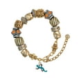 thumbnail image 1 of Silvertone Small Teal Lizard Two Tone Christian Bead Bracelet, 1 of 4