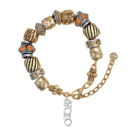 Silvertone Small YOLO Two Tone Christian Bead Bracelet