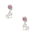 thumbnail image 1 of Delight Jewelry Silvertone Stallion Silhouette Heart Pink Crystal Clip on Earrings, 1 of 5