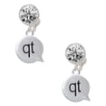 thumbnail image 1 of Silvertone Text Chat - qt - Cutie - Clear Crystal Clip On Earrings, 1 of 3