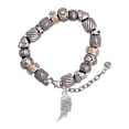 thumbnail image 1 of Silvertone Textured Wing Silver Tone Christian Bead Bracelet, 1 of 4