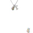thumbnail image 1 of Silvertone Translucent Pastel Flying Butterfly Capital Initial T Necklace, 1 of 2