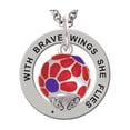 thumbnail image 1 of Silvertone Translucent Red Flower Petal Pattern Spinner Brave Wings Affirmation Ring Necklace, 1 of 2