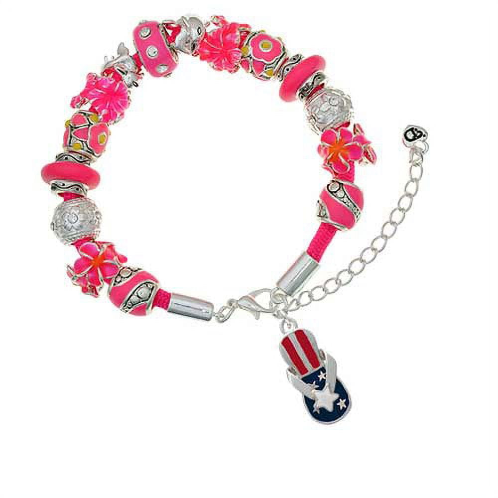 Beach Glass Jewelry - Flip Flop Flamingo Bracelet - Handmade Summer Beaded  Beach Bracelet for Women - Fiona - BR1356 - FIONA ACCESSORIES