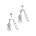 thumbnail image 1 of Silvertone Violin and Bow Light Purple Crystal Post Earrings, 1 of 4