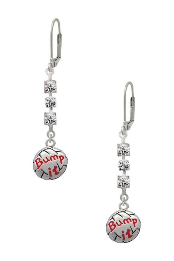 Silvertone Volleyball - ''Bump It'' Crystal Madison Leverback Earrings