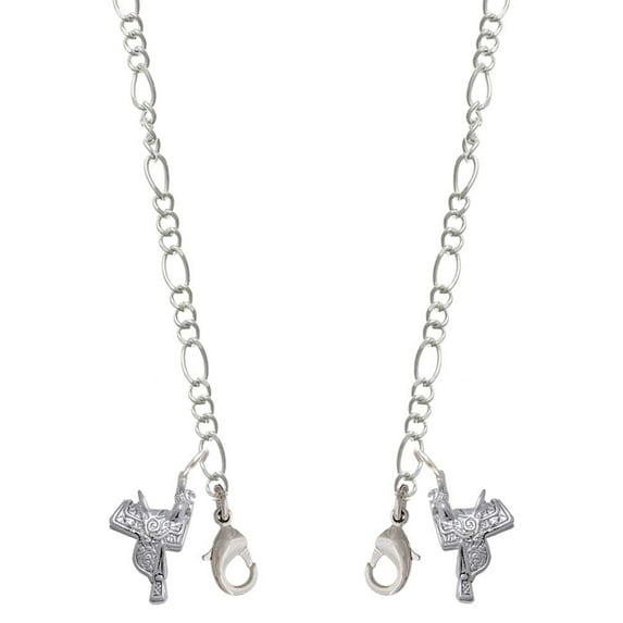 Silvertone Western Saddle Silvertone Face Mask Necklace