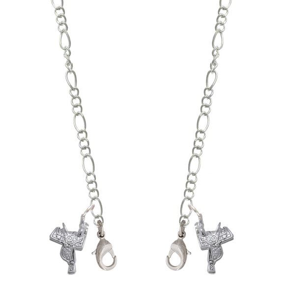 Silvertone Western Saddle Silvertone Face Mask Necklace