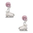 thumbnail image 1 of Delight Jewelry Silvertone White Ice Skates Pink Crystal Clip on Earrings, 1 of 5