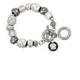 thumbnail image 1 of Silvertone White Paw on Black Disc White Snowflake Bead Charm Bracelet, 1 of 1
