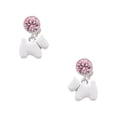 thumbnail image 1 of Delight Jewelry Silvertone White Westie Dog Pink Crystal Clip on Earrings, 1 of 5