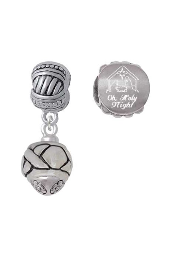 Silvertone XOXO Spinner Come Let us Adore Him Charm Beads (Set of 2)