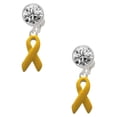 thumbnail image 1 of Silvertone Yellow Ribbon Clear Crystal Clip On Earrings, 1 of 3