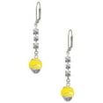 thumbnail image 1 of Silvertone Yellow Softball with Stitching Spinner Crystal Madison Leverback Earrings, 1 of 2