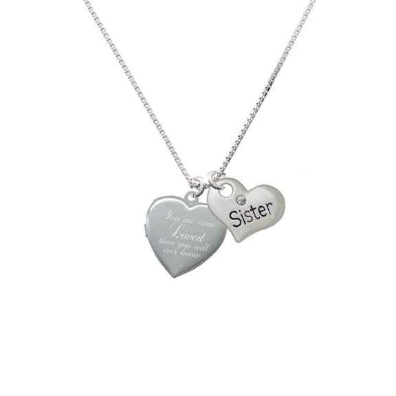 Silvertone You Are More Loved Engraved Locket Sister Heart Necklace