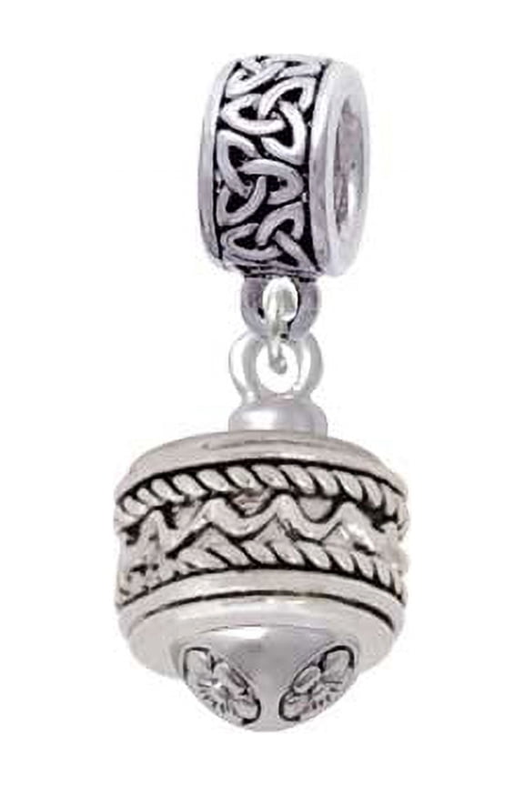 Silvertone Zig Zag with Braid Spinner - Celtic Knot Charm Bead