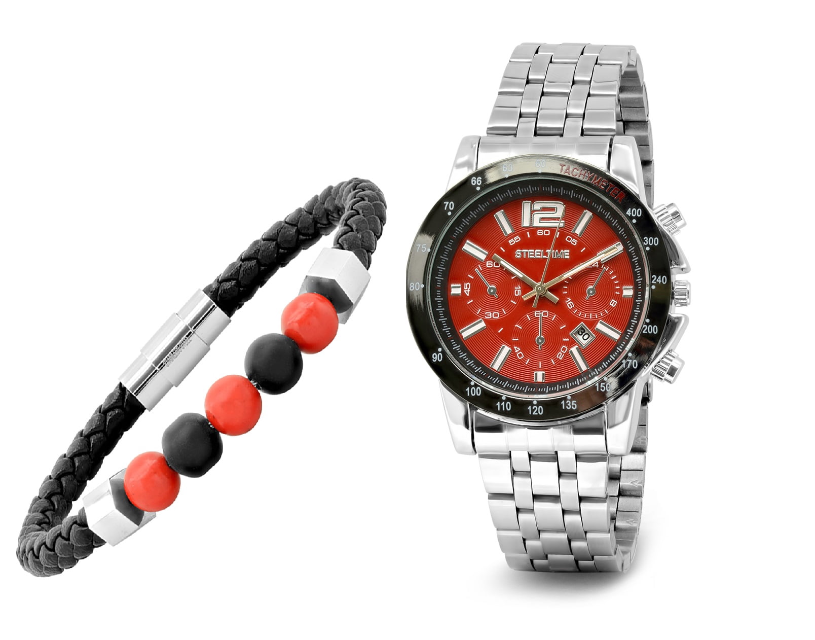 Silvertoned Watch/ Bracelet Set