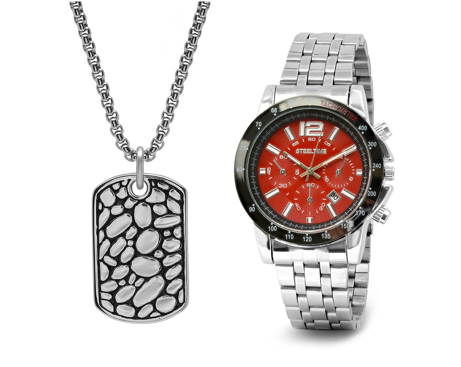 Silvertoned Watch/ Pendant Chain Set