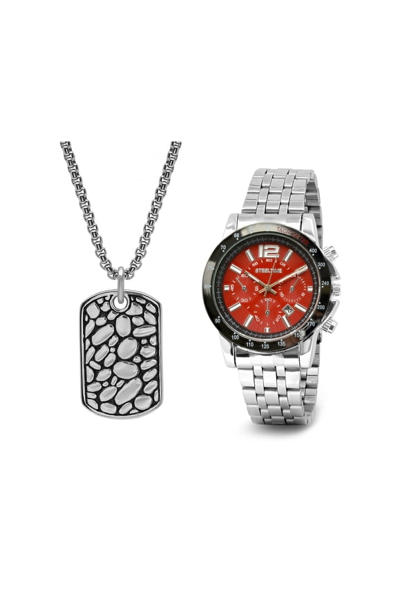 Silvertoned Watch/ Pendant Chain Set