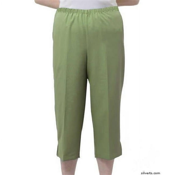 Silverts 233401303 Womens Adaptive Wheelchair Capri Pants, Dusty Green - Large