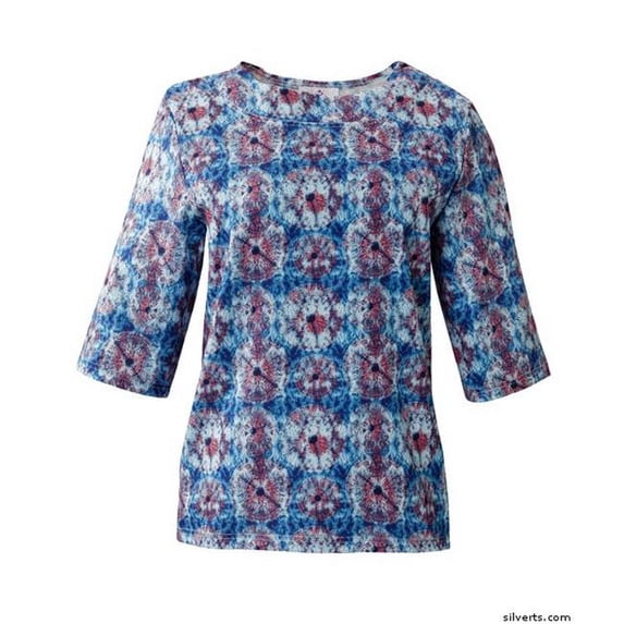 Silverts 236202002 Attractive Fashionable Handicapped Adaptive Top for Women, Blue Splash - Medium
