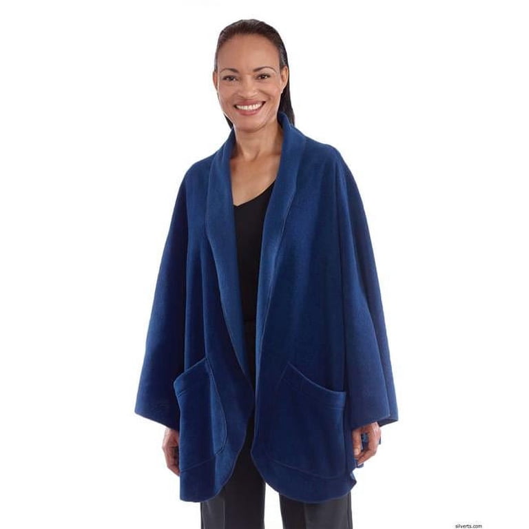 Silverts 302402301 Women Cozy Pocket Cape Fleece Bed Shawl Warm