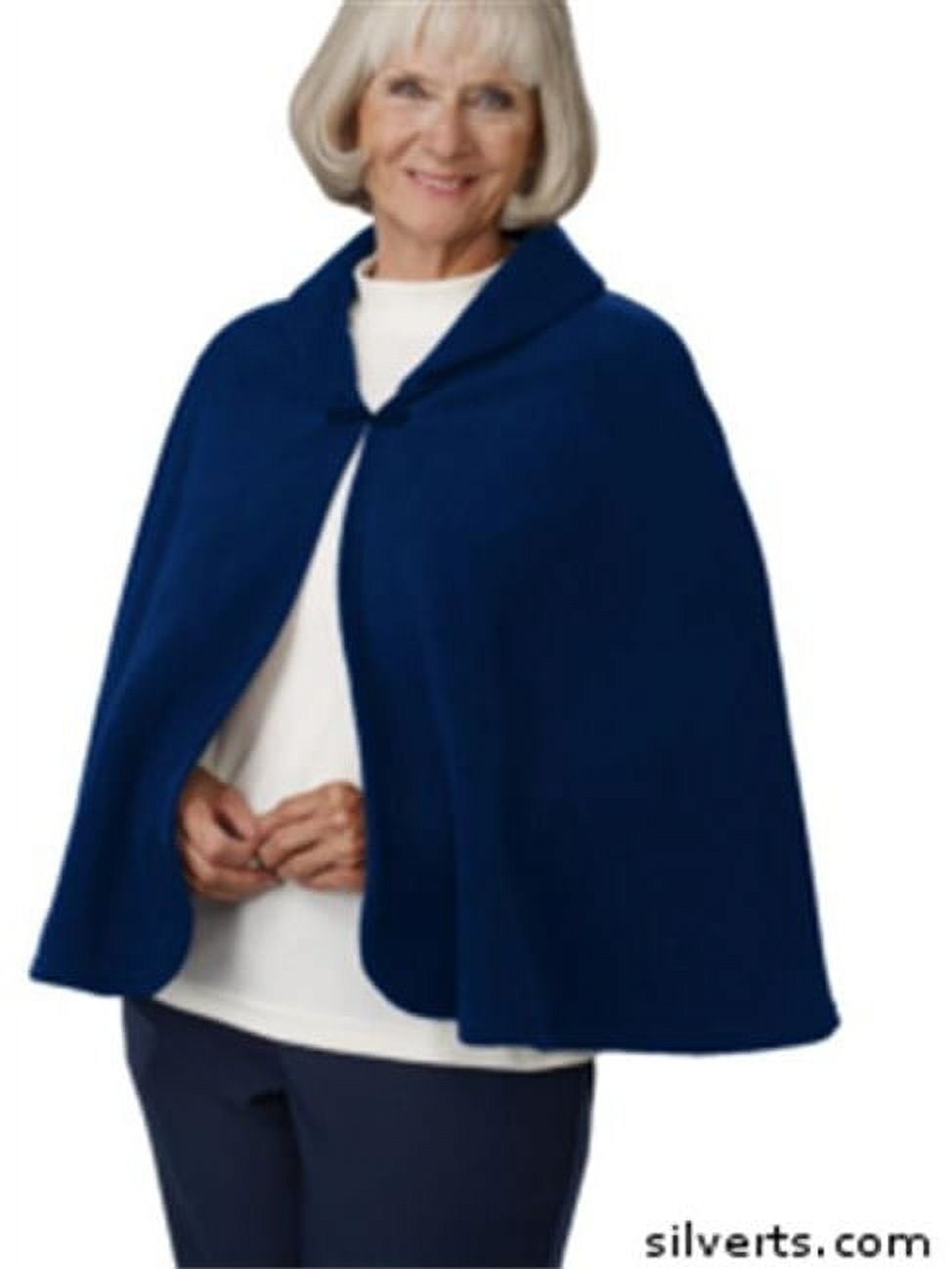 Silverts 302900501 Womens Warm Bed Jacket Cape Or Bed Shawl Navy, One