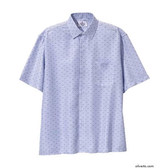 Silverts 504100103 Mens Regular Short Sleeve Sport Shirt, Blue - Medium