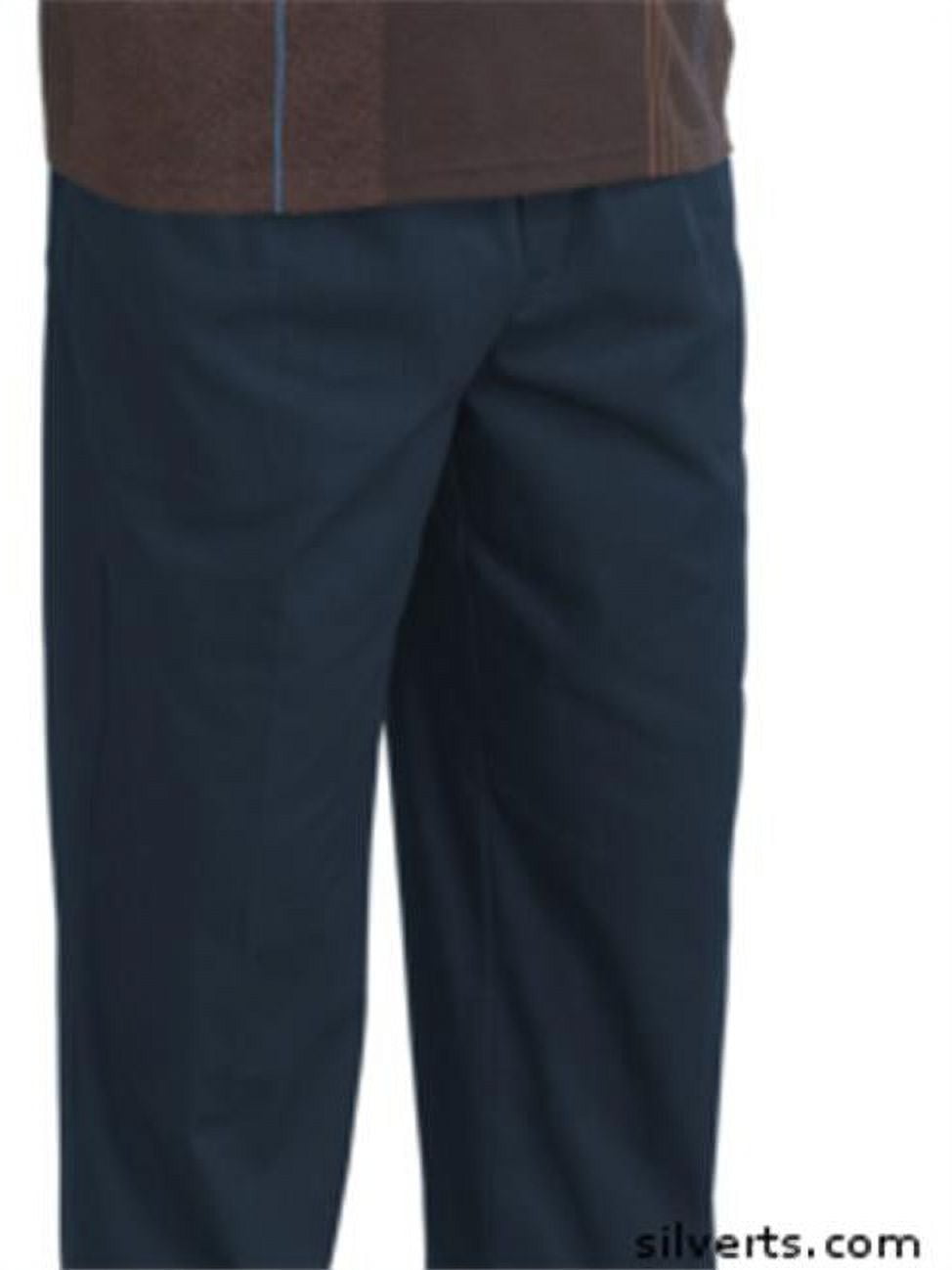 Silverts 507900104 Mens Elastic Waist Pull On Pant Cotton Rugger Pants Navy, Large