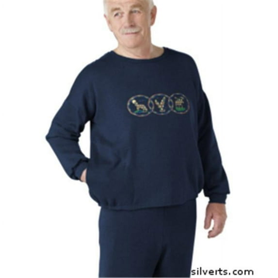 Silverts 510300104 Adaptive Clothing For Men - Adaptive Fleece Sweatshirt Top - Back Snap - Large, Navy