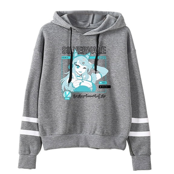 Silvervale Pocketless Hoodie Cosplay Sweatshirt Unique Clothes Harajuku Pullover