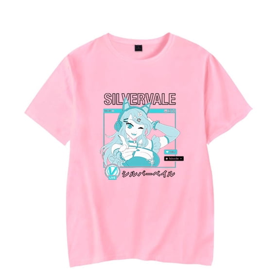 Silvervale T-shirt Unique Crewneck Harajuku Short Sleeve Casual Pullover for Women