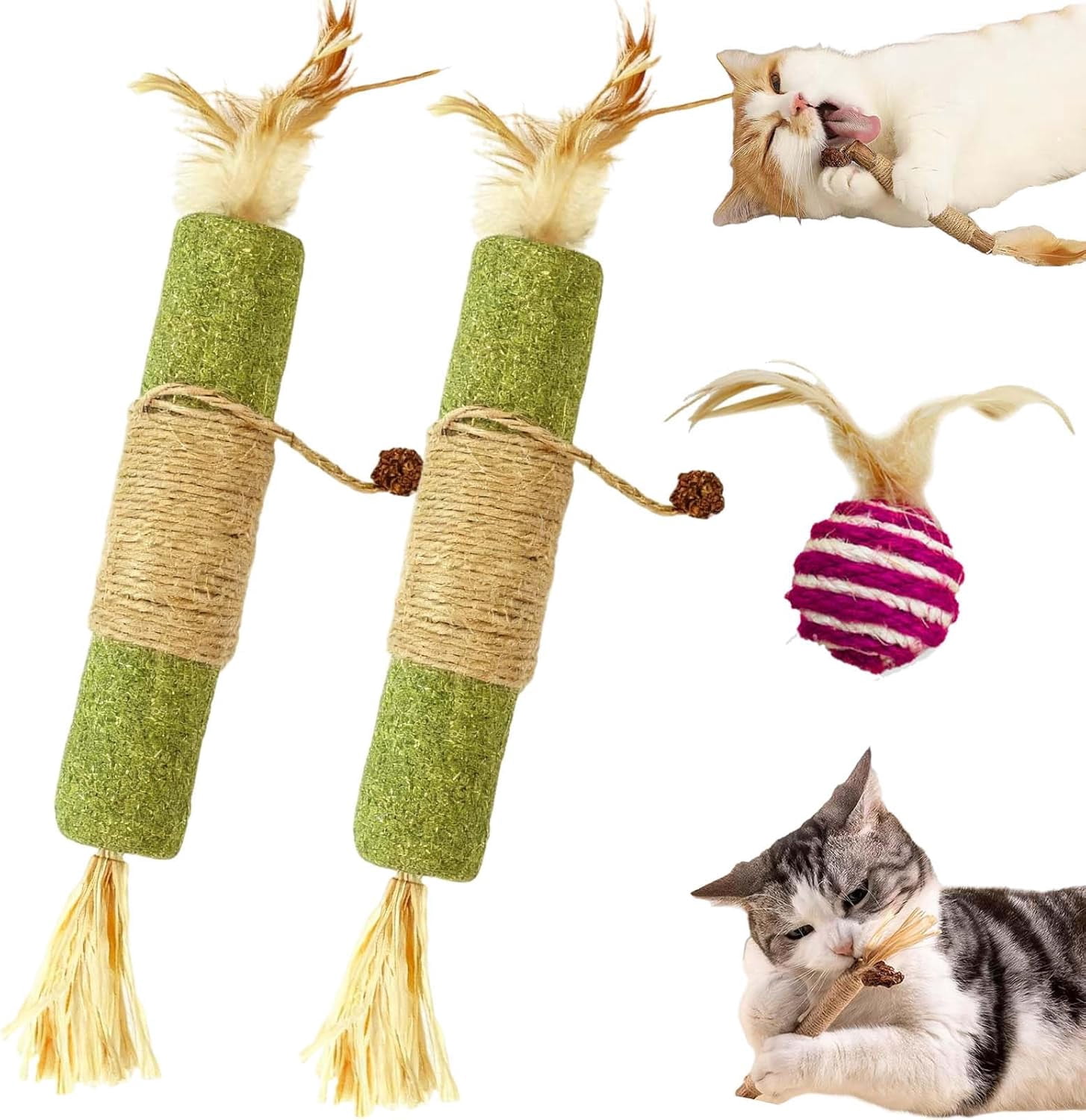 Silvervine Sticks for Cats, Natural Silvervine Dental Sticks, Natural Silvervines Stick Cat Chew Toy for Bored Indoor Kitty, Promote Dental Health, Engage & Entertain (2PCS,4CM-B)