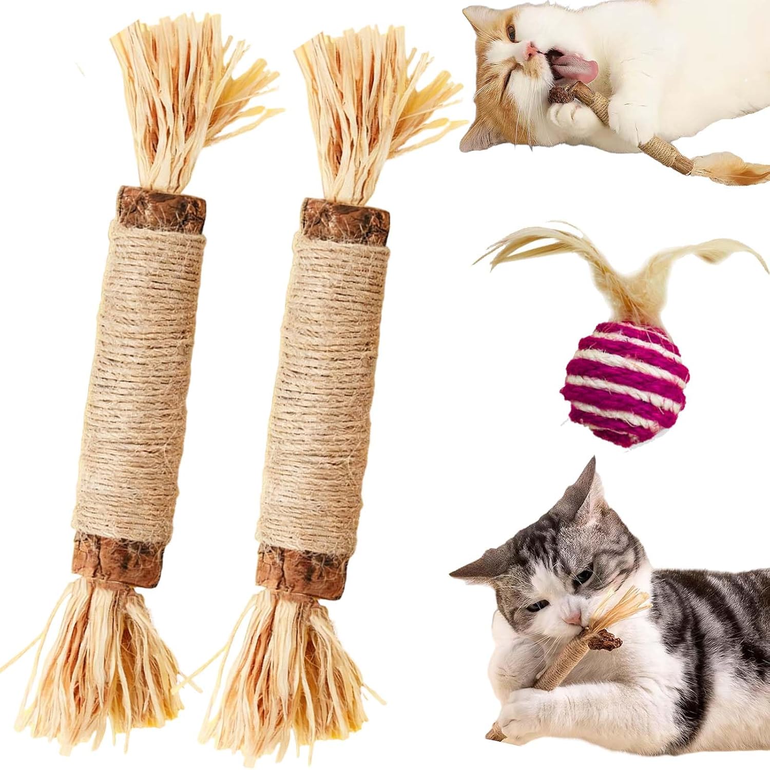 Silvervine Sticks for Cats, Natural Silvervine Dental Sticks, Natural Silvervines Stick Cat Chew Toy for Bored Indoor Kitty, Promote Dental Health, Engage & Entertain (2PCS,4CM-A)