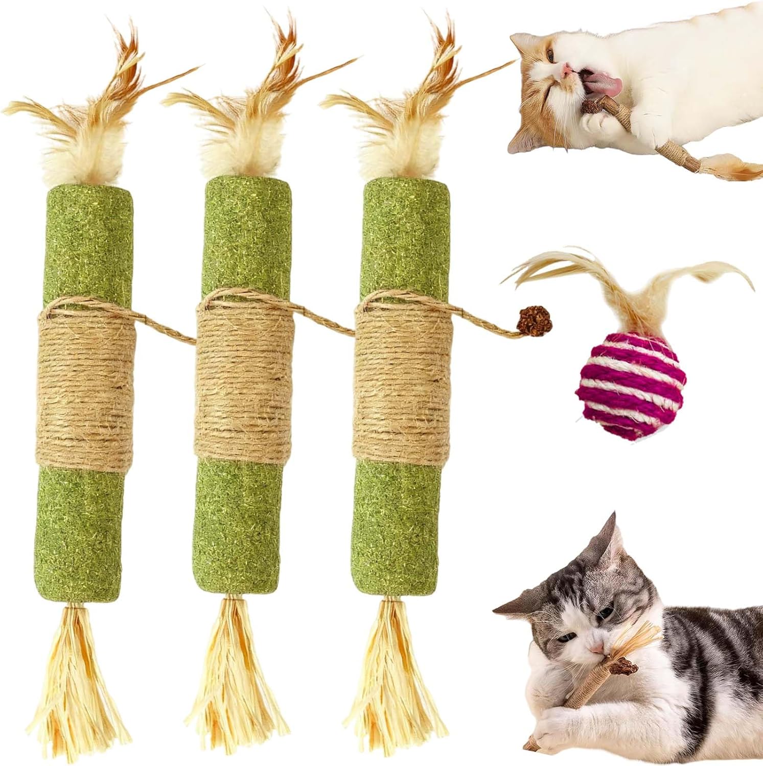 Silvervine Sticks for Cats, Natural Silvervine Dental Sticks, Natural Silvervines Stick Cat Chew Toy for Bored Indoor Kitty, Promote Dental Health, Engage & Entertain (3PCS,4CM-B)