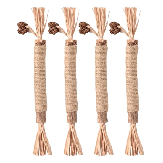 4Pcs Silvervine Sticks for Cats, Natural Cat Chew Stick Toys Set, Matatabi Silvervine Dental Sticks for Indoor Cats/Kittens Teeth Cleaning/Play