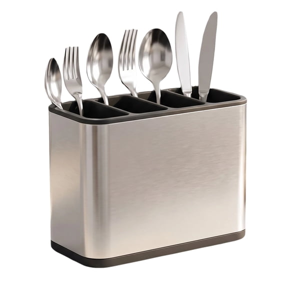 Silverware Caddy Utensil Caddy Spoon Holder with 4 Divided Compartments, Sturdy Stainless Steel, Rust Proof