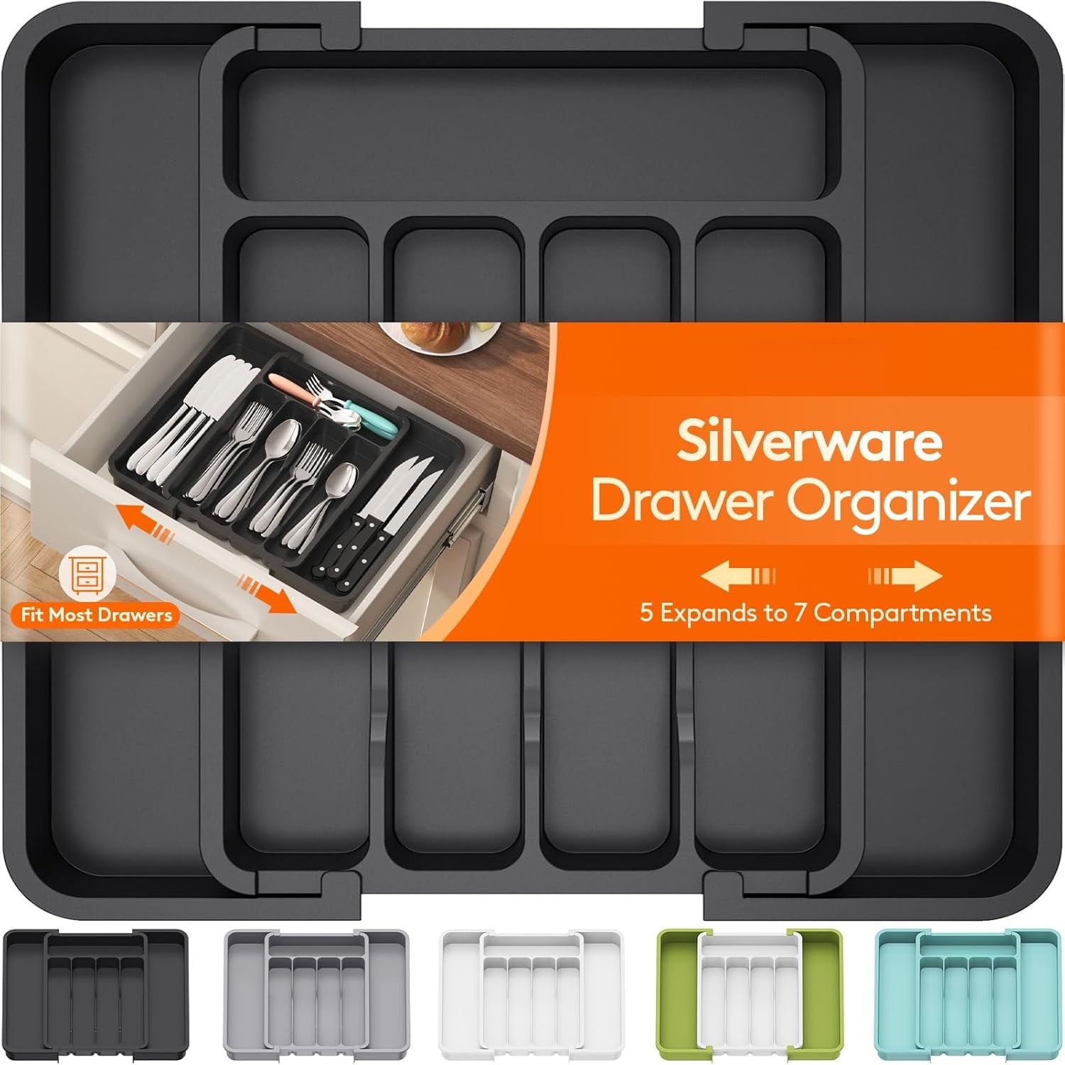 Silverware Drawer Organizer, Expandable BPA Free Utensil Tray for ...