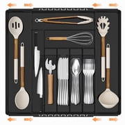 GPED Silverware Drawer Organizer, Expandable Clear Acrylic Silverware Organizer, Kitchen Drawer Organizer for Utensils, Adjustable Cutlery Tray, Office, Supplie