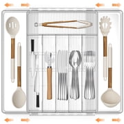 GPED Silverware Drawer Organizer, Expandable Clear Acrylic Silverware Organizer, Kitchen Drawer Organizer for Utensils, 
