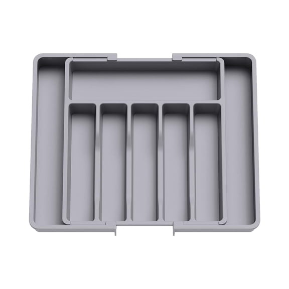 Expandable Kitchen Drawer Flatware Organizer, Gray