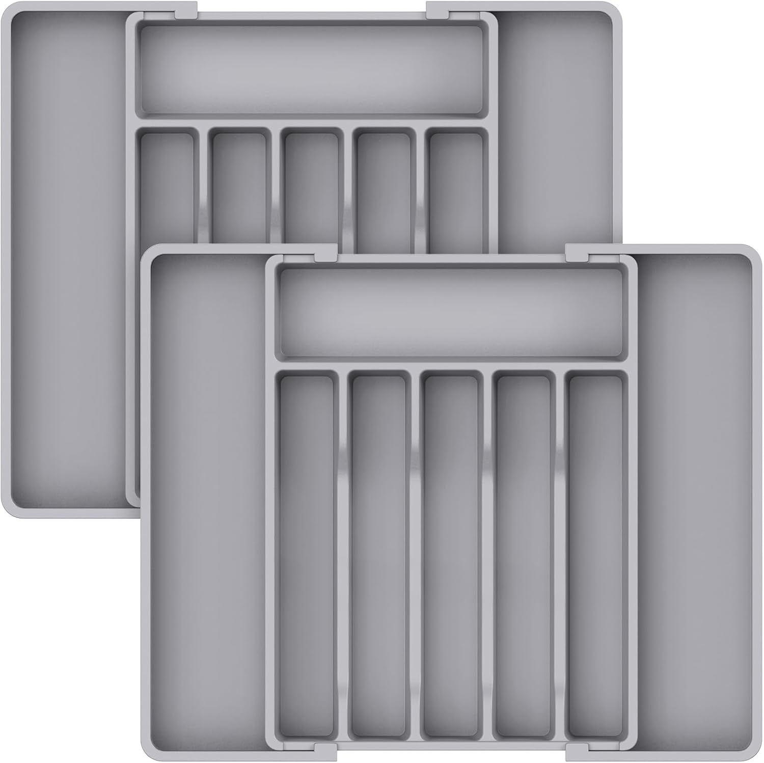 Silverware Drawer Organizer, Expandable Utensil Tray for Kitchen, BPA Free Flatware and Cutlery Holder, Adjustable Plastic Storage for Spoons Forks Knives, Large