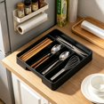 thumbnail image 1 of Silverware Drawer Organizer Tray, Cutlery Storage Holder With 5 Slot Divided Compartments, Plastic Kitchen Utensil Tray For Spoons Forks Knives, 1 of 8