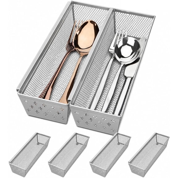 Silverware Drawer Organizer for Kitchen Drawers, Storage for Spoons Forks